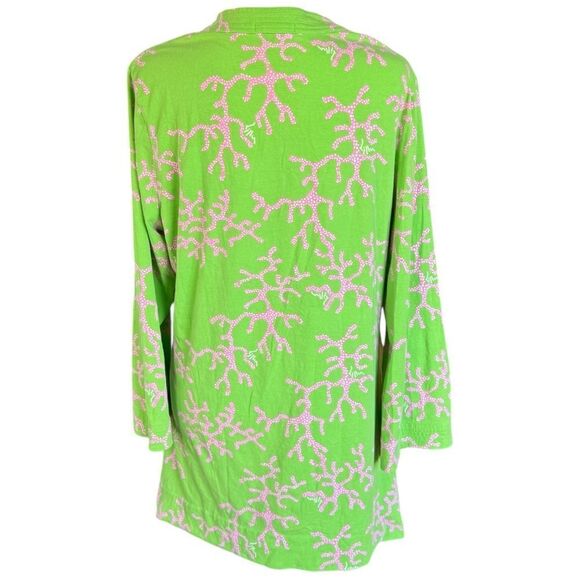 Lilly Pulitzer Joy Green & Pink Colorful Printed Pullover Tunic Top. Medium. - Picture 2 of 6